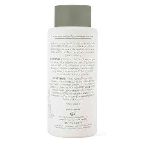 CariFree Naturals Mouth Rinse | pH Elevated, Fluoride-Free, with Magnolia Bark & Essential Oils, Organic Ingredients, Alcohol-Free, Dentist Recommended, Dentist Developed, Wild Mint Flavor, 16 fl oz