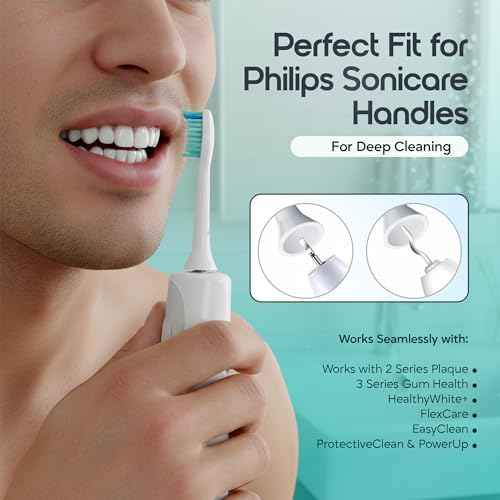Replacement Toothbrush Heads, Compatible with Philips Sonicare Click-on Toothbrush Handles, 8 Standard Heads, Extra Soft Dupont Bristles for Sensitive Teeth, White