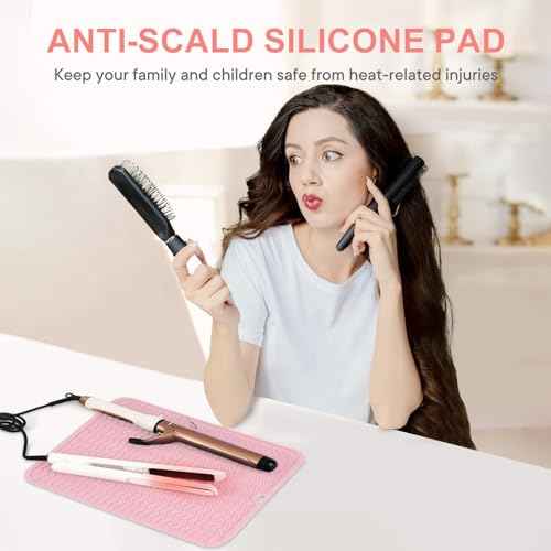 Oversize Silicone Heat Resistant Mat, Portable Travel Mat Cover for Curling Irons, Flat Irons, Hair Straightener and Hot Hair Styling Tools(14.2" x 11")