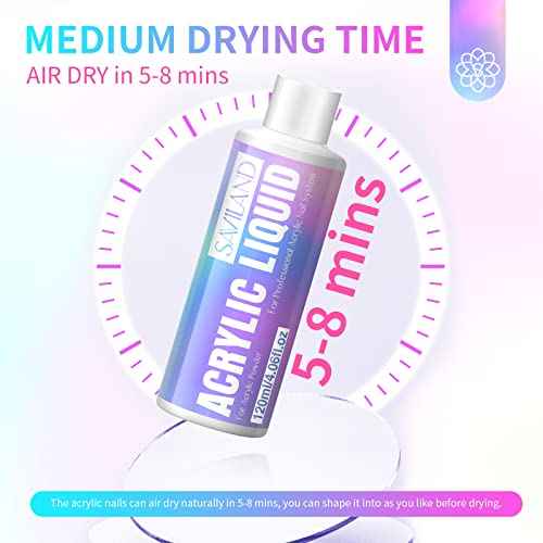 Saviland 4.06 oz Monomer Acrylic Nail Liquid ? 120ml Acrylic Liquid for Acrylic Powder Non-Yellowing Formula for Acrylic Nails Application Nail Extension & Carving Nail Starter Home DIY