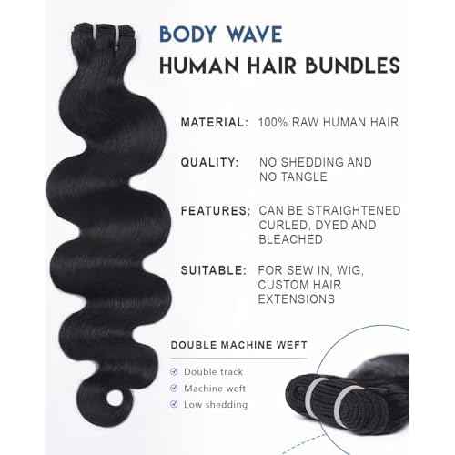 Lucklady 16A Raw Bundles Human Hair Body Wave, 20 Inch Body Wave Bundles Human Hair, Triple Lifespan Virgin Remy hair