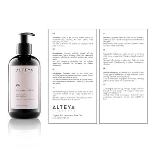 Alteya Organics Face Wash USDA Certified Organic Skin Care 8.5 Fl Oz/250 mL Bio Damascena Award-Winning Face Cleanser With Organic Bulgarian Rose Oil Purifying, Soothing and Beautifying