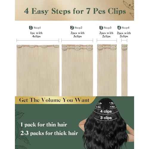 Ugeat Human Hair Clip in Extensions Blonde Clip in Hair Extensions Real Human Hair Platinum Blonde Clip in Hair Extensions for Women Blonde Hair Extensions 14 Inch 120g(105g Hair + 15g Clips)