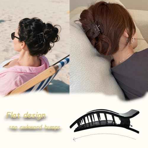Flat Claw Clips for Women, Large Duckbill French Hair Clips, 6 Pack Non-Slip Matte Hair Accessories for Thick & Thin Hair