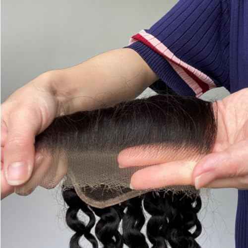 5x5 HD Lace Closure Loose Deep Wave Human Hair 12 Inch - 0.10mm Ultra-thin Invisible Burmese Curly HD Closure 5x5, 100% Pre Plucked Brazilian Raw Virgin Hair Skinlike HD Lace Closure Wet and Wavy