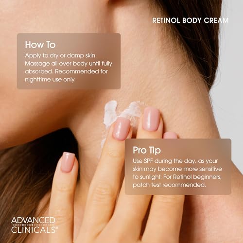 Advanced Clinicals Retinol Body Lotion & Face Moisturizer | Anti Aging Skin Care Retinol Body Cream For Women & Men Improves Appearance Of Fine Lines, Wrinkles, & Look Of Crepey Skin, W/Travel Size