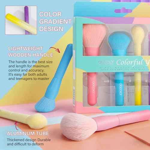 docolor 6 Piece Makeup Brush Set for for full face and eye makeup application, for Foundation, Powder, Blush, Contour, Concealer £¦ Eyeshadow, Mini Makeup Brushes Travel Gift Set Cruelty-Free & Vegan