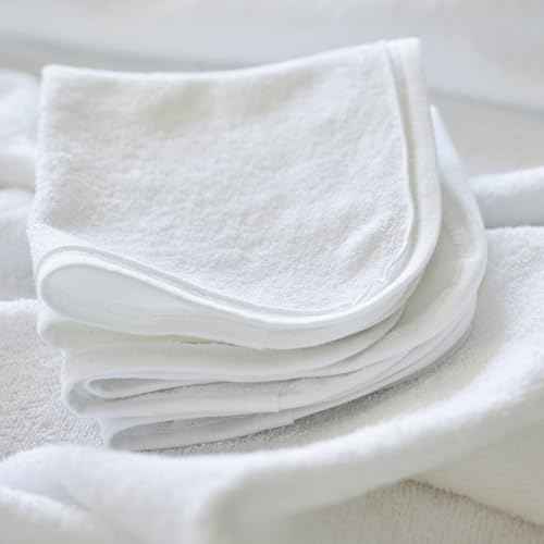 HonestBaby 10-Pack Terry Wash Cloths in Gift Box 100% Organic Cotton for Infant Baby Boys, Girls, 10-Pack White, One Size