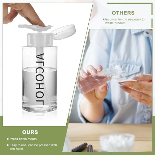 Layhit 6 Pcs 10 oz Alcohol Pump Dispenser Bottle Alcohol Push Down Liquid Dispenser Empty Pumping Bottle Refillable Cosmetic Container for Personal, Salon, Nail Care, Hospital Use (Black)