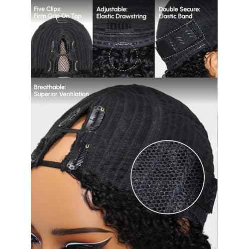 Beauty Forever Small Cap V Part Wig Body Wave Human Hair No Leave Out No Glue No Gel Upgraded U Part Wigs For Women,10A Grade Wear And Go Beginner Friendly150% Density Natural Color 16 Inch