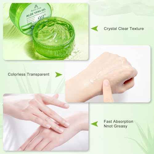 Organic Aloe Vera Gel for Face & Body Made within 12 Hours of Harvest, 98% Pure Aloe Vera Gel for Skin,Scalp,& Hair, Soothing Aloe Face Moisturizer,Multipurpose Skin Care£¨10oz£©