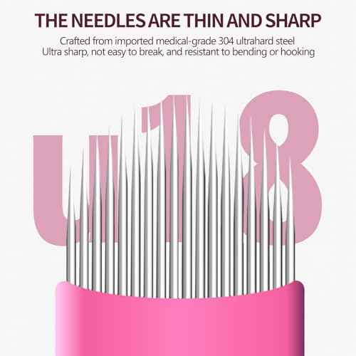 50Pcs Professional Nano Microlading Needles U Shape Microblades 0.18mm Diameter Disposable Manual Eyebrow Tattoo Blades for Hair Strokes Permanent Makeup Supplies Microblading Kits (18 U)