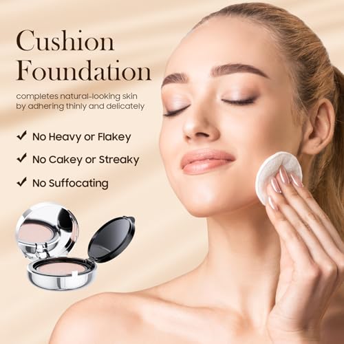 Air Cushion CC Cream Foundation - BB Cream Face Makeup Foundation Create Flawless Coverage, Dewy Face Makeup, Easy Application, All-Day Hold, All Skin Types (Ivory, 3.21 Ounce)