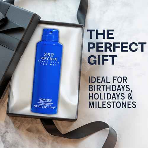 Perry Ellis 360¡Æ Very Blue Body Spray for Men - Body Spray Cologne, EDT, All Over Men's & Boys Mist with Notes of Citrus, Bergamot & Amber Fragrance - 6 oz