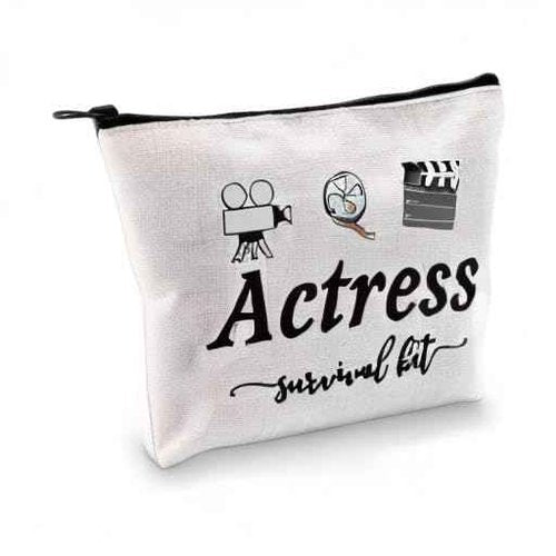 GJTIM Actress Gift Actress Survival Kit Theatre Acting Gift Zipper Pouch Funny Makeup Bag for Drama Student (Survival Kit Actress bag)