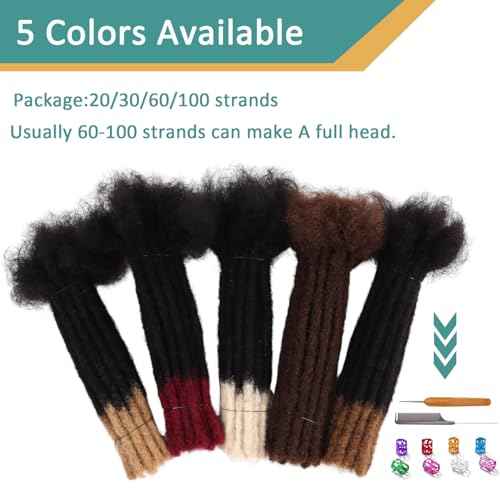 Viovian 0.6cm Human Hair Loc Extensions 10 Inch 60 Strands Ombre Dreads Extensions Human Hair Dreadlock Extensions for Men Human Dread Extensions Color 1b/Bug