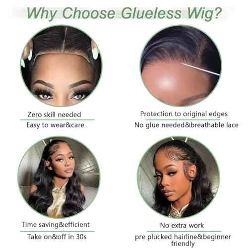 26 Inch Lace Front Wigs Human Hair 10A 6x4 Glueless Wigs Human Hair Pre Plucked Pre Cut Body Wave Lace Front Wigs Human Hair 180% Denisty HD Transparent Lace Frontal Wigs Human Hair For Black Women