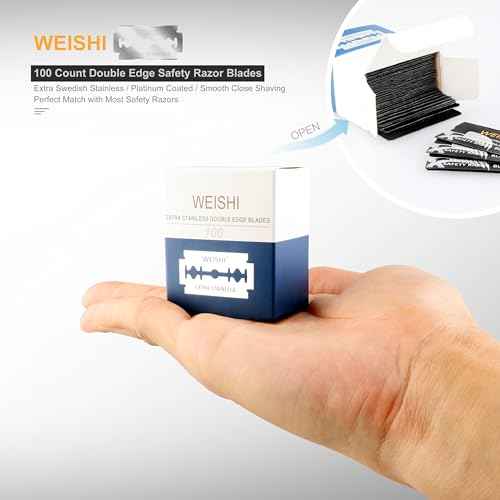 WEISHI 100PCS Single Edge Razor Blades- Double Edge Safety Razor Extra Stainless Blades -Men's Safety for Shaving