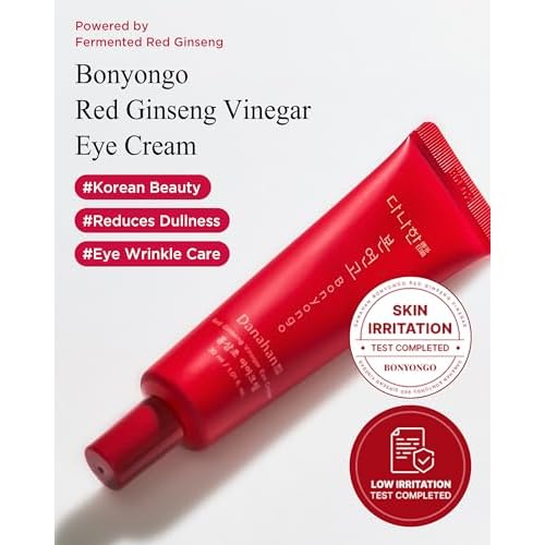 Bonyongo Red Ginseng Vinegar Eye Cream ? Anti Aging Eye Treatment Cream for Youthful Radiant Skin - Wrinkle Improvement with Fermented Red Ginseng - Korean Skincare, 1.01oz.