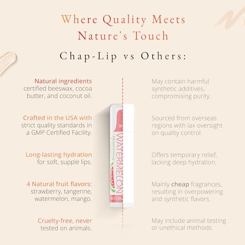 CHAP-LIP Original Lip Balm Hydrating Bulk Chap Stick with Fruit Flavors, Coconut Oil, and Cocoa Butter - Lip Therapy Pack for Men and Women - Gift Set Made in the USA, 24 Pack