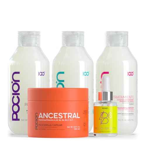 La Pocion Complete 5 Piece Kit Deep Repair For Damaged Hair - Shampoo, Treatment Conditioner, Leave-In Conditioner, Hair Mask, Multifunctional Hair Oil for Deep Hair Repair and Nourishment