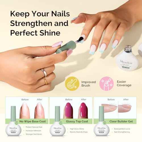 MelodySusie Gel Nail Polish Kit with UV Nail Lamp - Handheld UV Light Christmas Gift for Women Plant Based Hema Free Pink Gel Polish Set with No Wipe Glossy Top Coat Base Coat Builder Manicure Tools