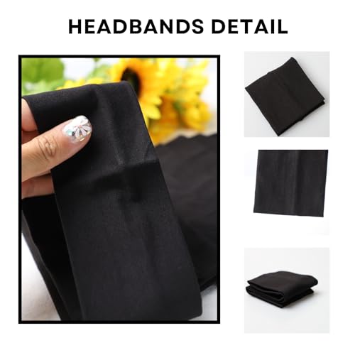 7 PCS Black Headbands for Women Cotton Non Slip Hair Bands Sweat Thick Headband Hair Accessories