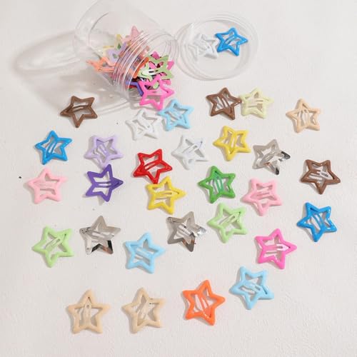 Star Hair Accessories - 50Pcs Colorful Metal Non-Slip Snap Hair Clips and Barrettes for Girls and Women