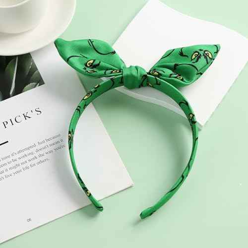 Christmas Knotted Bow Headband for Women Monster Headwear Trip Hair Accessories Green