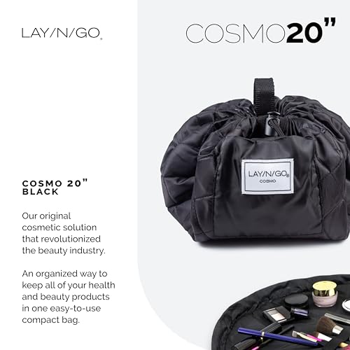 Lay-n-Go Cosmo Drawstring Cosmetic & Makeup Bag Organizer, Toiletry Bag for Travel, Gifts, and Daily Use, 20 inch, Horsetooth