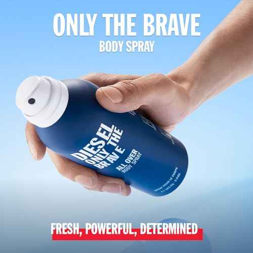 Diesel Only The Brave, Body Spray for Men, Fougere Scent With Notes of Lemon, Rosemary & Ambery Wood, 6.8 Fl. Oz.
