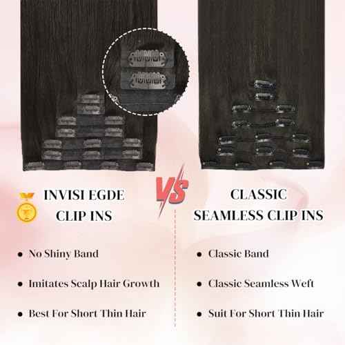 Seamless Clip in Hair Extensions Real Human Hair For Women 125g 20 Inch Dark Brown Invisible PU Skin Weft Remy Human Hair Extensions clip ins 7Pcs 18 Clips