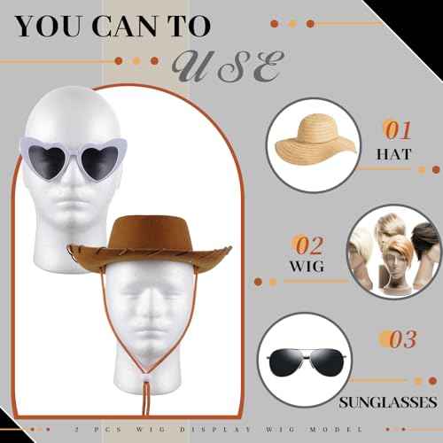 Thyle 10 Pcs Foam Wig Head Bulk Wig Display Mannequin Head Stand Model Foam for Style, Masks, Hats, Wigs, Salon and Travel, Halloween Decoration(Male)