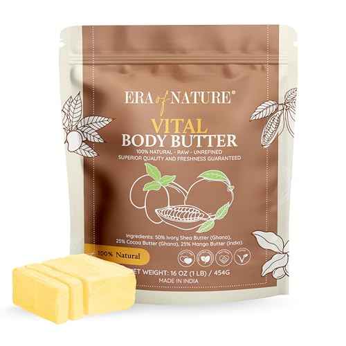 Era of Nature Organic Shea, Mango & Cocoa Body Butter ? Raw, Unrefined, 100% Natural ? Perfect Base for DIY Skincare, Body Butters, Lotions, Soaps & Lip Balms ? Essential for Homemade Creations ? 16oz