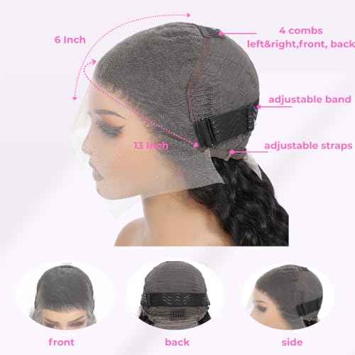 22 Inch Water Wave 13x6 HD Lace Front Wigs Human Hair Pre Plucked 200 Density Deep Part Curly Wig for Women Water Wave Frontal Wigs Human Hair