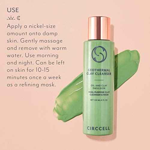 CIRCCELL Geothermal Clay Cleanser ? Hydrating Facial Cleanser - Arctic Clay and Essential Oils Deep Clean & Detox Skin ? Hydrating Clay Face Wash or Mask for All Skin Types