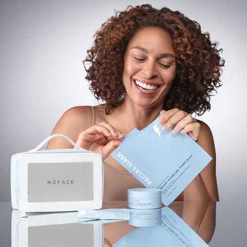 NuFACE Ultimate Glow Skincare Kit - Limited Edition Holiday Gift Set with Hydrogel Power Mask, Under Eye Patches, Prep-N-Glow Facial Wipes & Luxe Bag - Hydrating Skincare to Prep for Microcurrent, 4ct