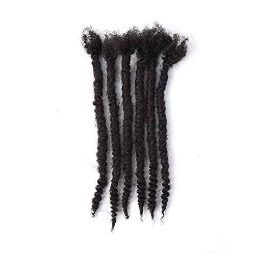 Orientfashion Textured Locs Extensions Human Hair,Natural Black 8-16inch 0.4cm 0.6cm And 0.8cm Human Hair Curly Ends Can Be Dyed Bleached Curled and Twisted(14 Inch 20strands, 0.4cm Natural black)