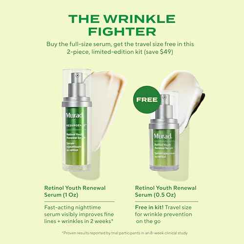 Murad The Wrinkle Fighter ? 2?Piece ($141 Value) - Retinol Youth Renewal Kit (Full + Travel Size) ? Tri?Active Retinol, Swertia & Hyaluronic Acid ? Fast?Acting Anti?Aging Serum ? Firms & Smooths Skin
