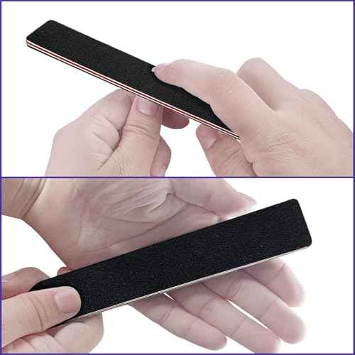 Nail Files (12 Pack), Emery Board Nail File for Acrylic Nails and Natural Nails, 100/180 Grit Double Sided Emory Boards Professional Nail Filer Reusable Washable Manicure Square Black
