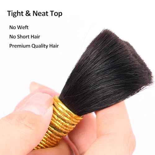 Human Braiding Hair for Boho Braids, 100% Virgin Human Hair No Chemical Processing, Black Bulk Human Hair for Braiding Small Knotless Braids Bohemian Style (Black - Curly, 150g - 18 Inch)