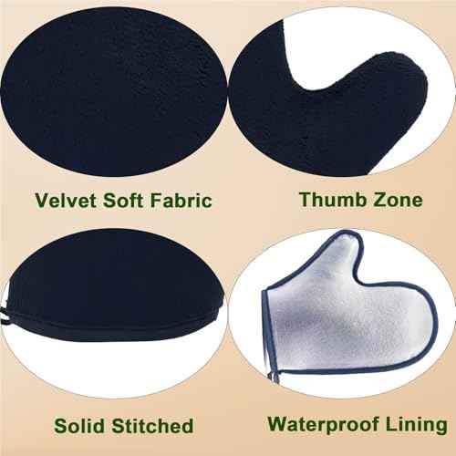 4 Pack Self Tanning Mitt Applicator Kit - 1 Self Tan Mitt, 1 Back Tanning Applicator, 1 Ultra Soft Self Tanner Brush, 1 Exfoliating Glove, for Sunless Streak-Free Fake Tan (Black)