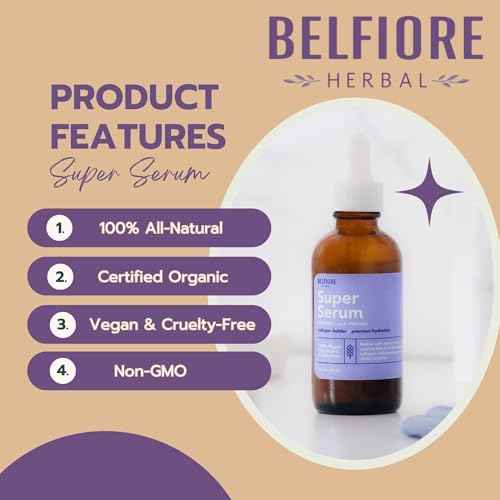 100% All Natural Super Serum ? Vitamin A, C & E + Ferulic Acid | Brightens Skin | Plant-Based, Non-GMO for Face & Neck - Made in the USA (2oz)