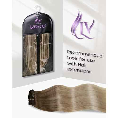 LaaVoo Clip in Hair Extensions Real Human Hair Light Brown to Ash Blonde Mix Platinum Blonde Balayage Human Hair Clip in Extensions 20 Inch 5pcs/80g