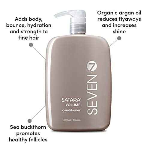 SEVEN Hair Care Satara Volume Conditioner for Women & Men, Sulfate + Paraben Free, Cruelty Free, Argan Oil, Pro Vitamin B5, Hydrolyzed Quinoa, Grapeseed Oil for Flat + Limp Hair Made in USA