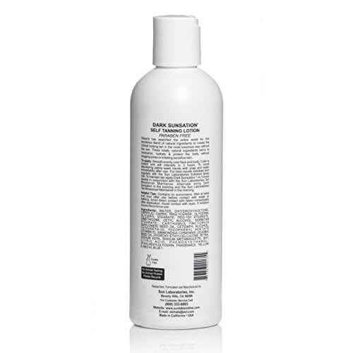 Sun Laboratories By Giesee Dark Sunsation Self-Tanning Lotion for - 2 Pack 8 oz | Ultra Dark Tanning Lotion, Natural Self Tanner, Non-Toxic Tanning Bed Lotion, Face Tanner, Sunless Tanner