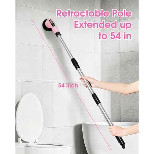 Electric Spin Scrubber for Cleaning Bathroom: Cordless Power Shower Scrubber - Electric Cleaning Brush for Tile Tub - Pink