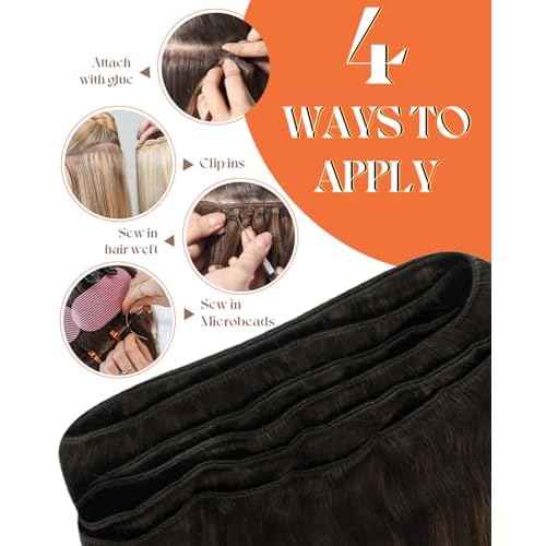 Sunny Hair Sew in Hair Extensions Real Human Hair Balayage Weft Hair Extensions Human Hair Dark Brown Balayage Light Brown Human Hair Weft Extensions For Women Real Hair 20inch 100g