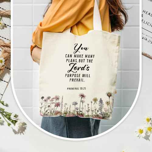 Locmeo 20 Pcs Christian Gift Women Including 10 Bible Verse Tote Bags 10 Christian Makeup Bags Christmas Inspirational Religious Scripture Gifts for Church Xmas Valentine(Classic)