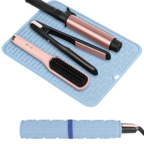 Oversize Silicone Heat Resistant Mat for Curling Irons, Flat Irons, Hair Straighteners and Hot Hair Styling Tools, Portable Hot Tools Sleeve Pad for Travel Vanity Salon(14.2" x 11.0")